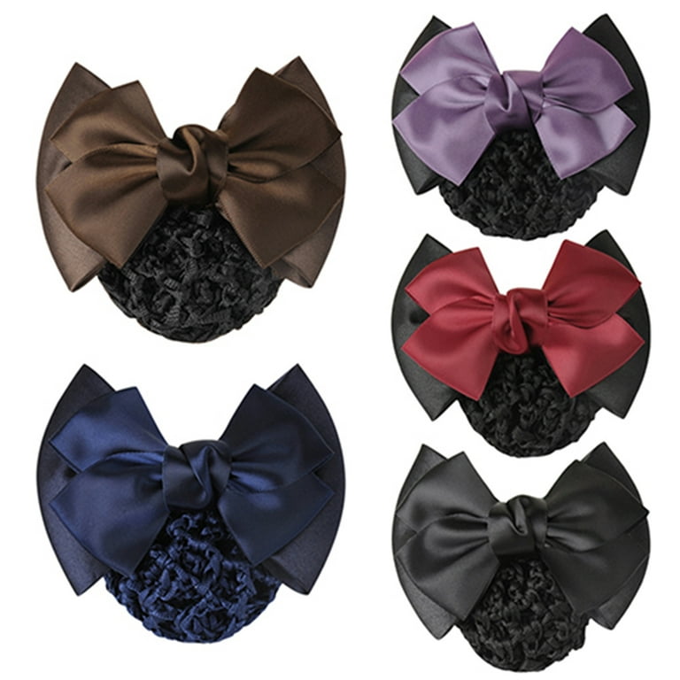 Women Bow Barrette Hair Clip Bowknot Bun Snood Hairnet Accessory Glittery Women Bow Barrette Hair Clip Bowknot Bun Snood Hairnet Accessory Glittery